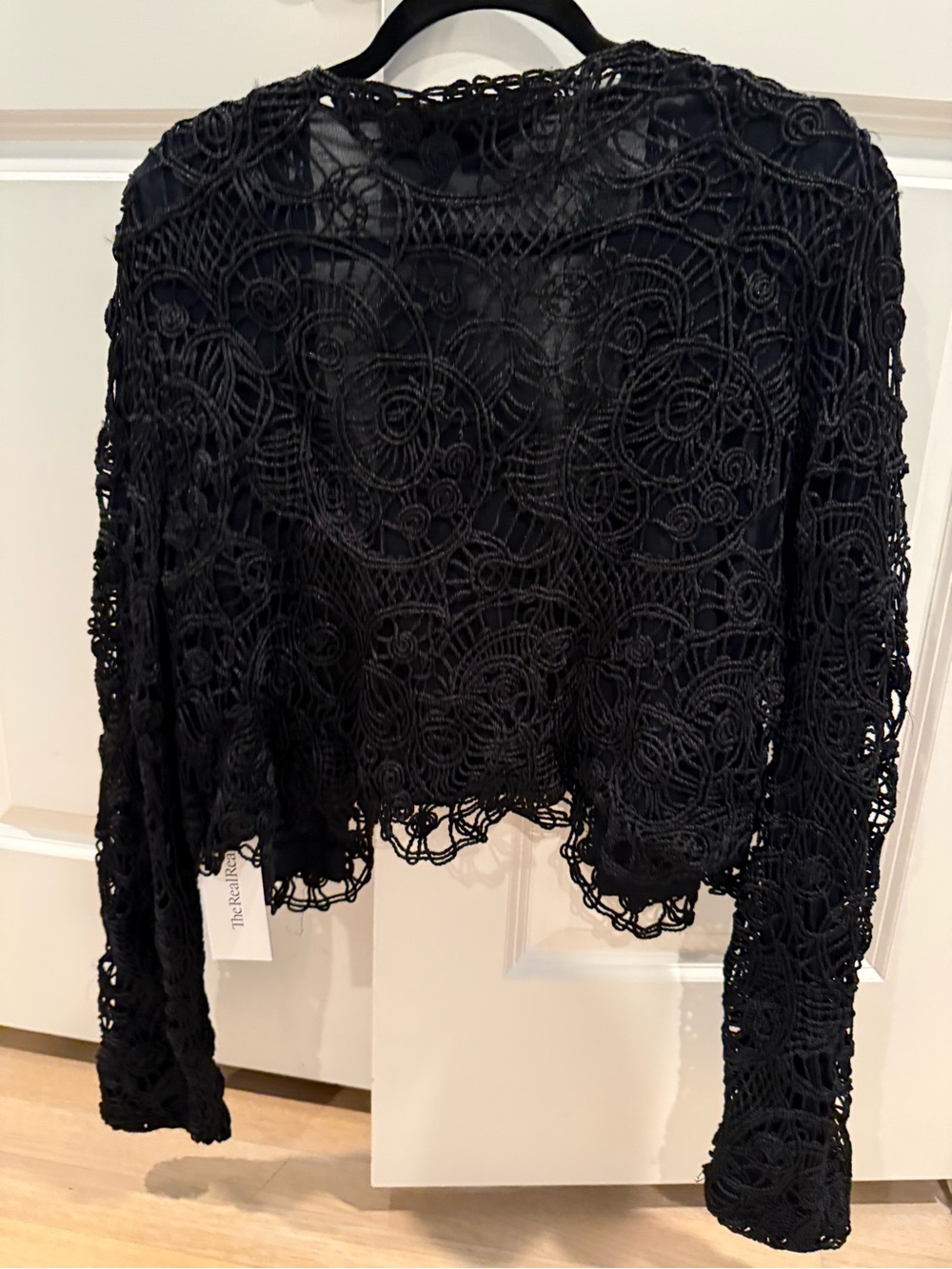 Ralph Lauren Black Crochet Open-Front Cardigan - Picture 3 of 4